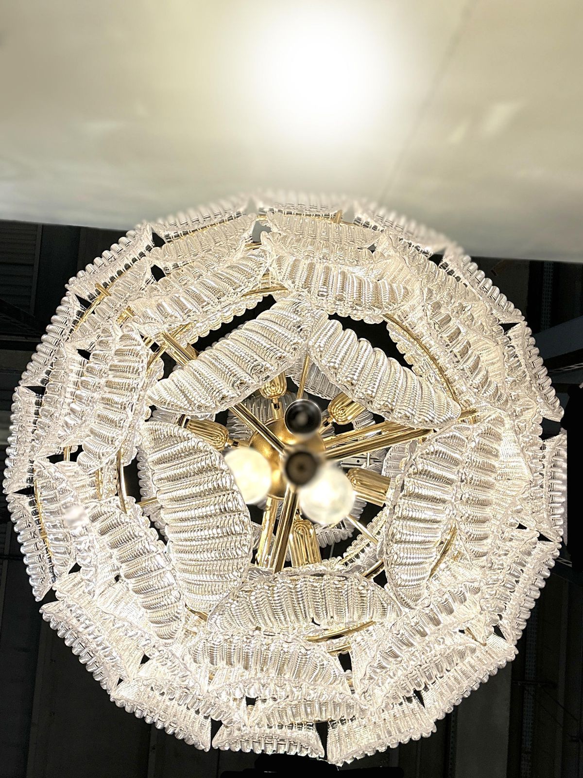 Contemporary Imperial Diamanted Trasparent “Petals” Murano Glass Chandelier By Simoeng photo 17272.0