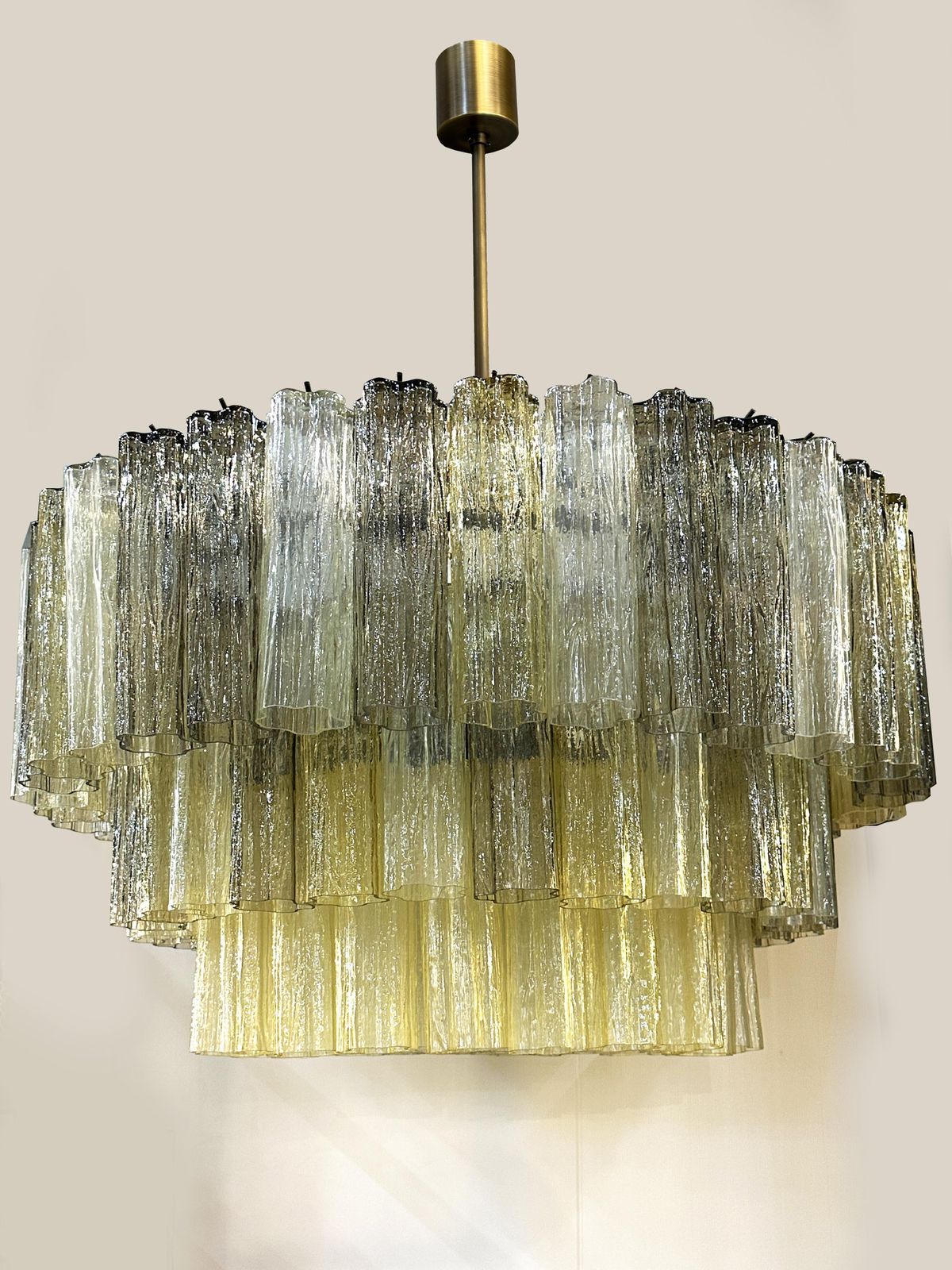 Mid Century Modern Italian Amber And Fumè "Tronchi" Murano Glass Chandelier By Simoeng photo Lighting