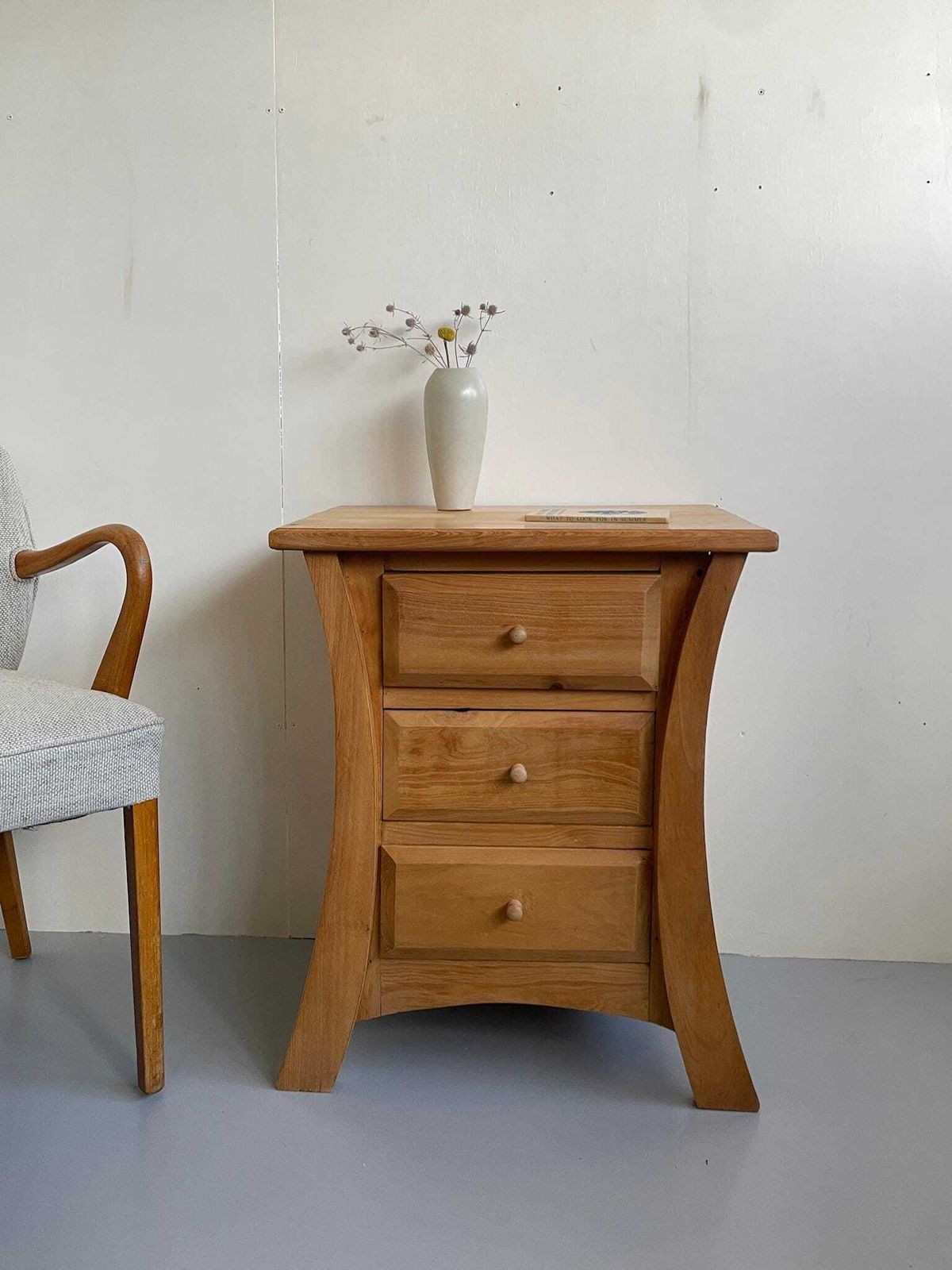 Quirky Contemporary Wooden Nightstand Bedside Table With Drawers