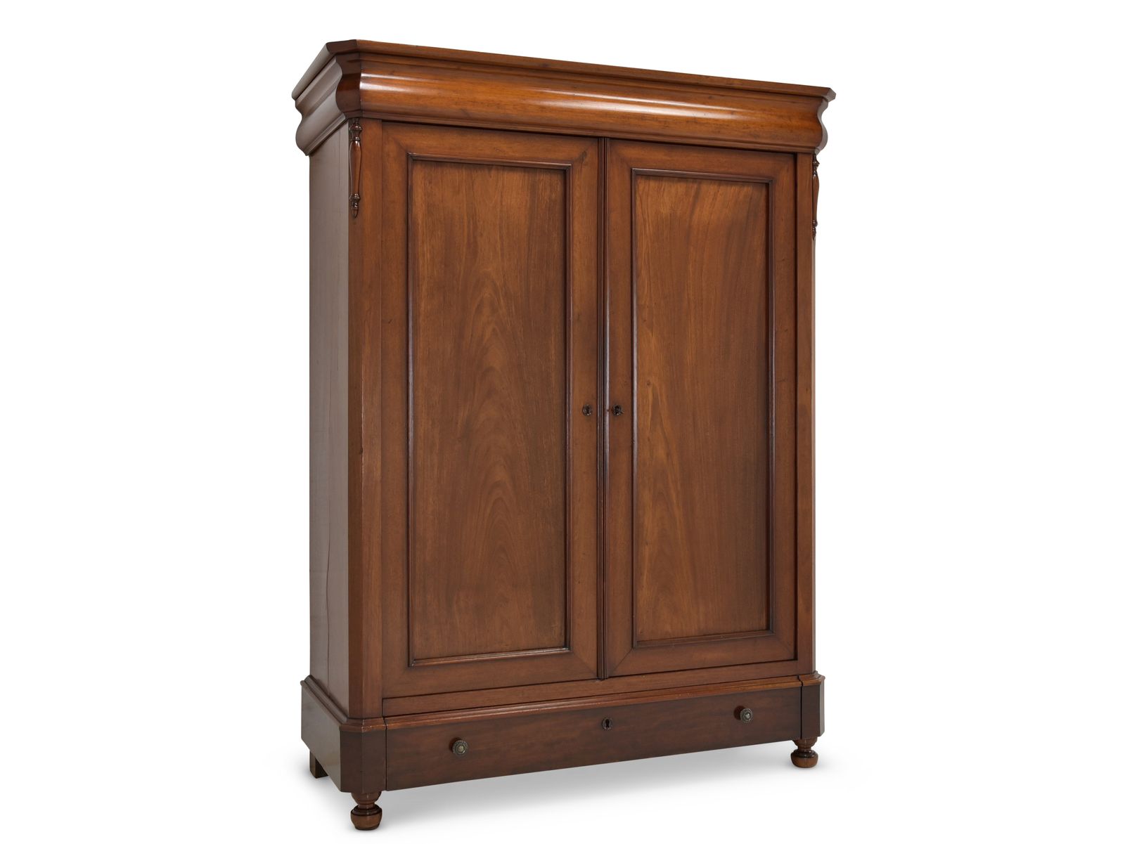 Antique! Small Wardrobe, Restored, Biedermeier, Solid Mahogany, Vertico