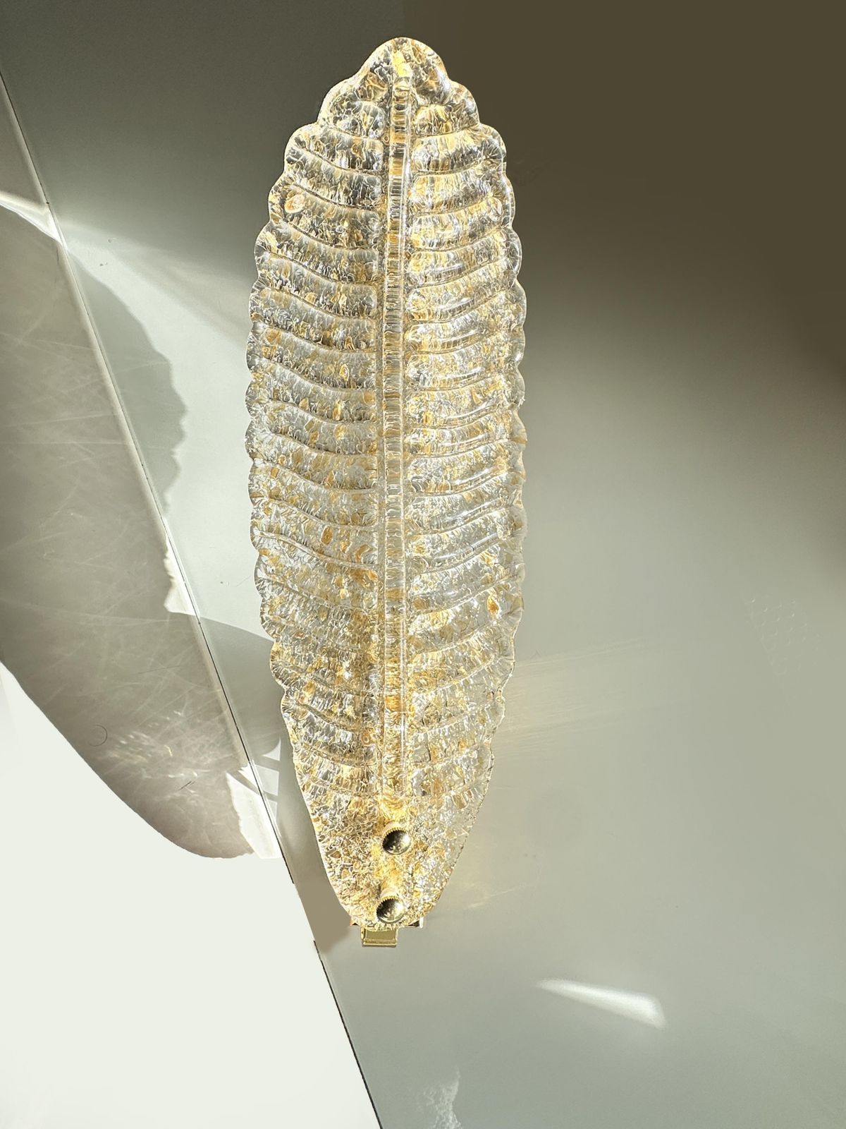 Italian Venetian Gold "Graniglia" Leave Murano Glass Walls Sconce   A Pair photo furniture