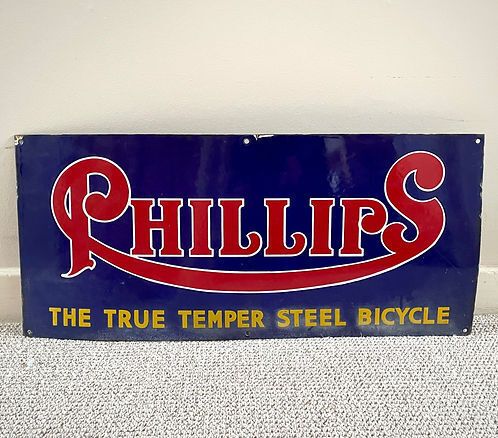 Vintage Enamel Sign   Phillips Bicycle Advertising