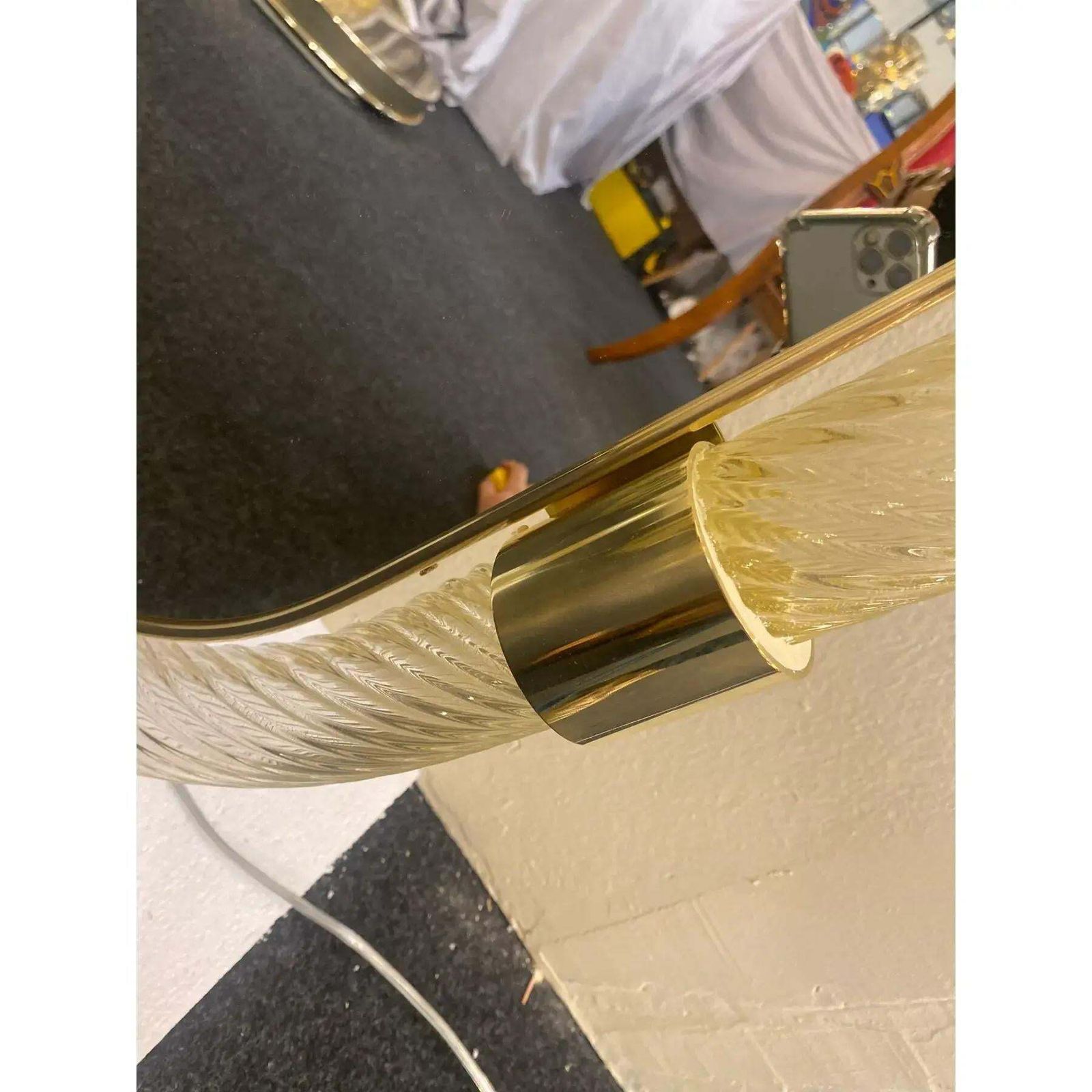 Pair Of Gold Leaf Murano Glass Wall Mirrors, Italian “Torciglione” Design. photo furniture