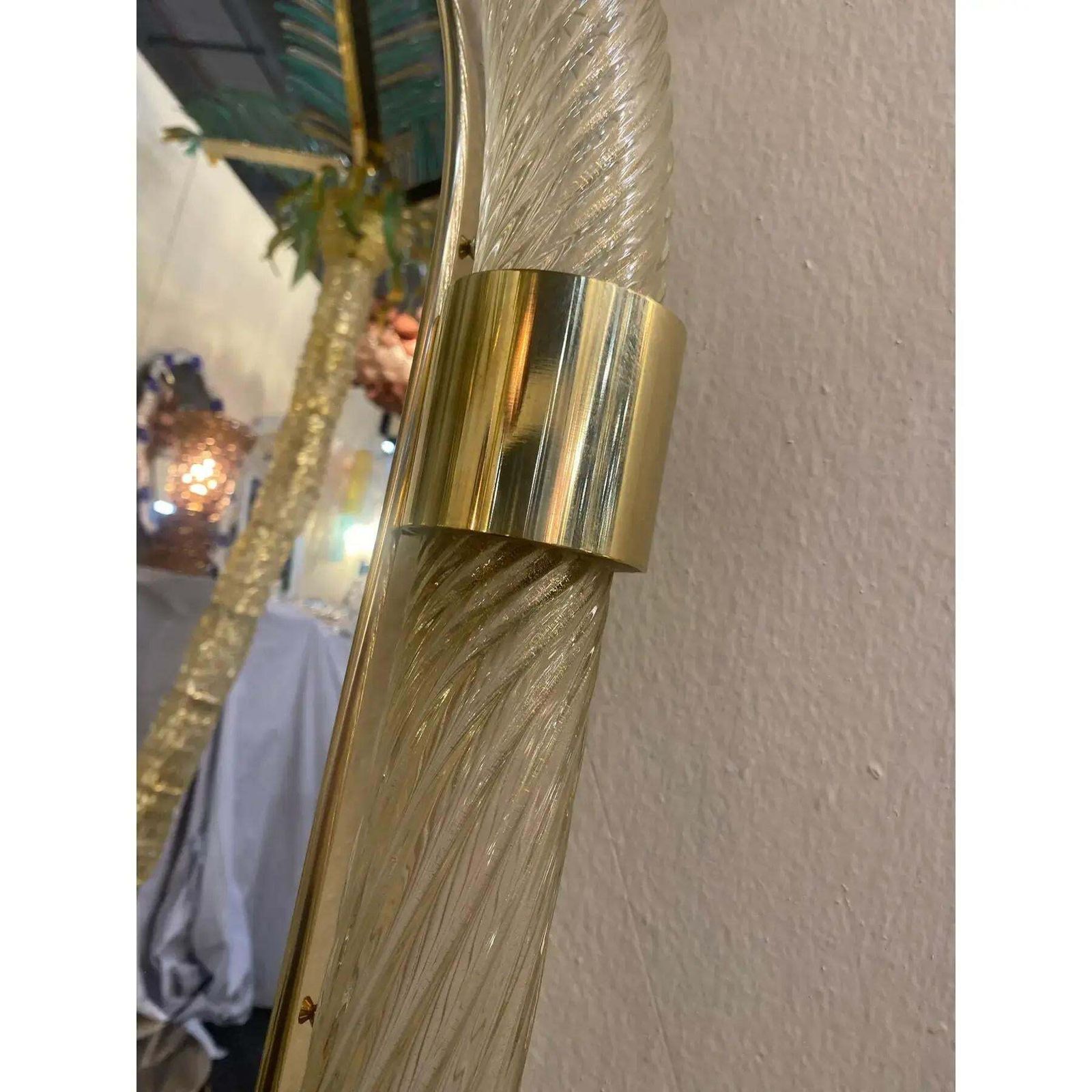 Pair Of Gold Leaf Murano Glass Wall Mirrors, Italian “Torciglione” Design. photo buy