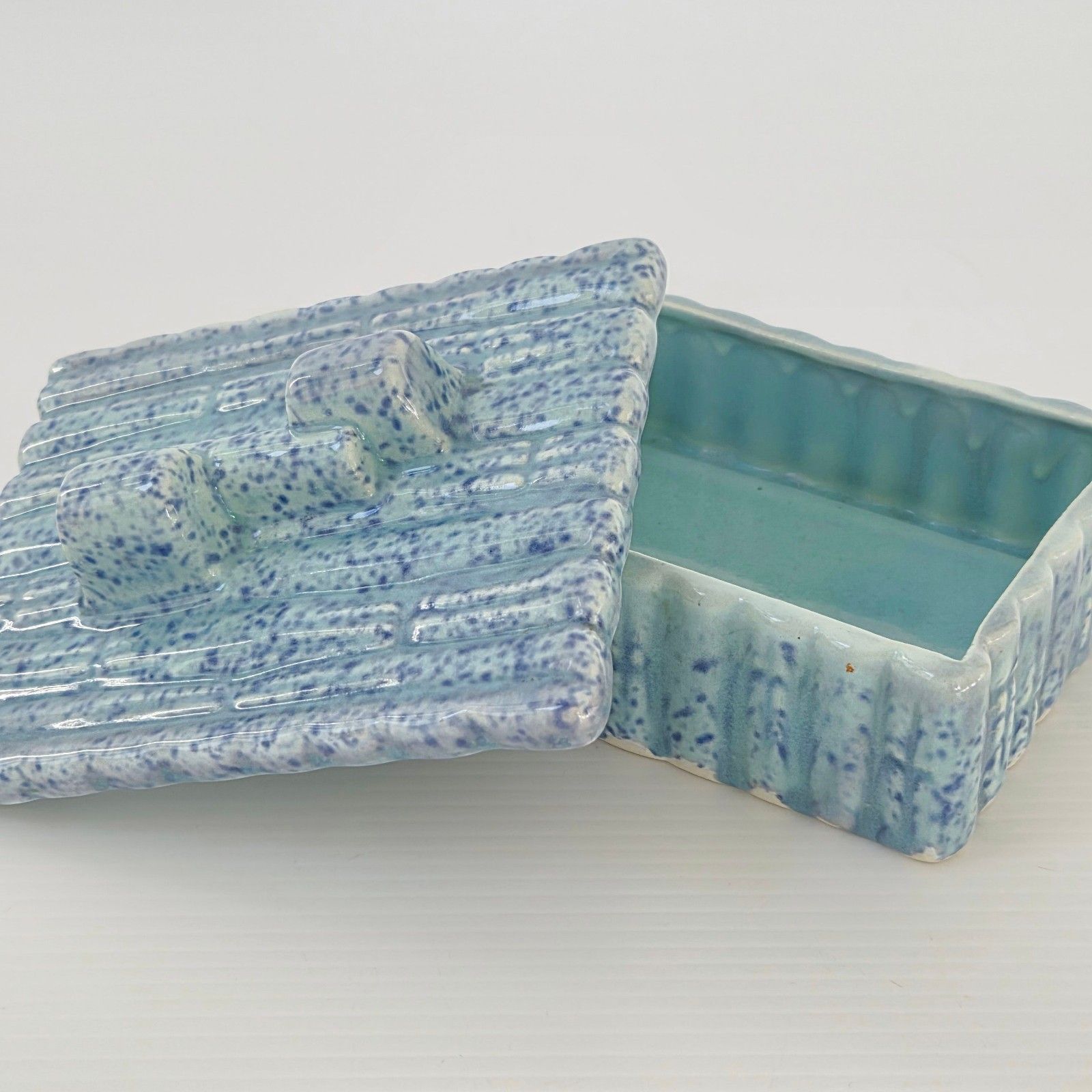 Vintage 1950 Italian 50s 1950s Rockabilly Blue Ceramic Tobacco Set photo 233.0