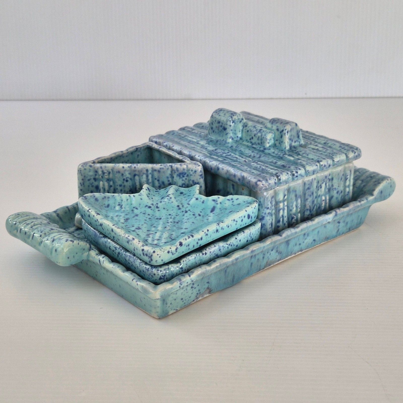 photo furniture Vintage 1950 Italian 50s 1950s Rockabilly Blue Ceramic Tobacco Set