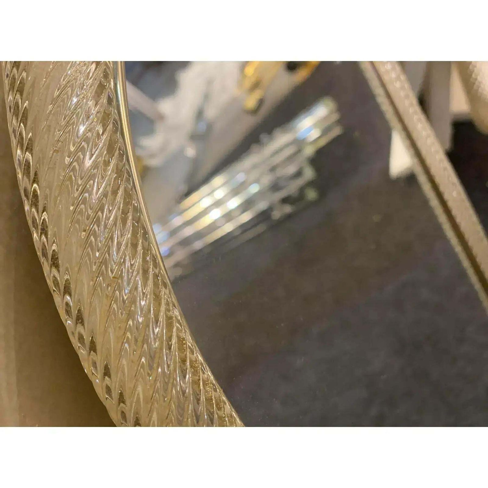 Murano Glass Wall Mirror With “Torciglione” Torchon Detailing, Barovier Inspired. photo Home Decor