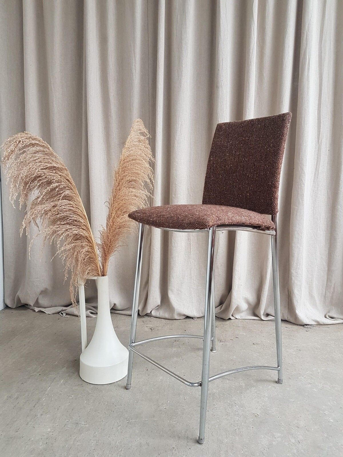 Vtg Late Mid Century Italian 90s Chrome Kitchen Bar Stool Chair Scandi R278 photo for sale