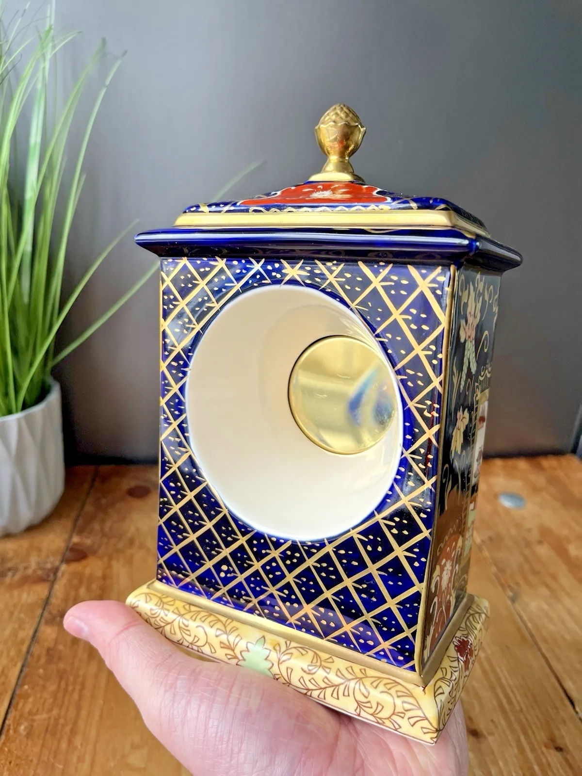 photo for sale Fully Working Masons Ironstone Double Landscape Gilded Carriage Mantel Clock