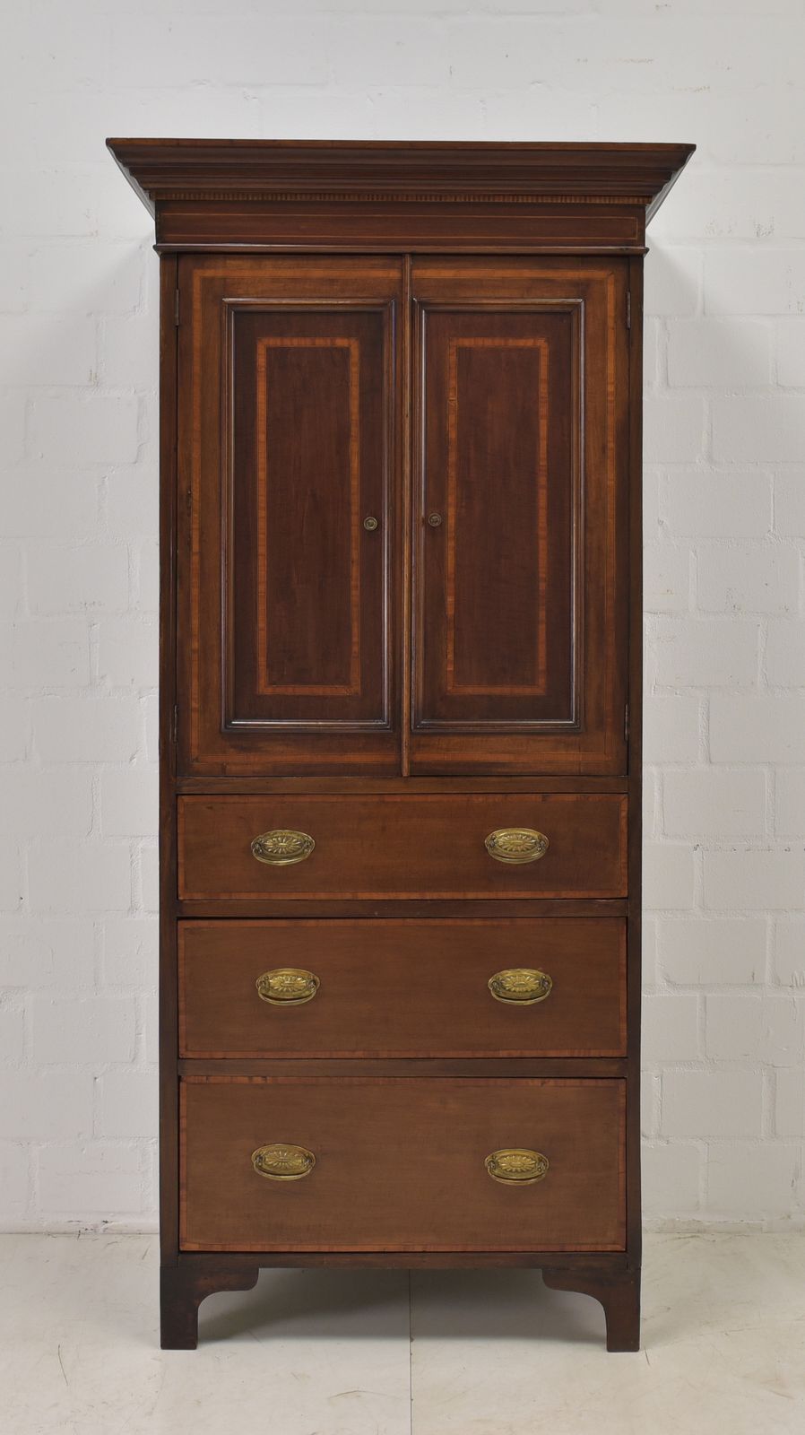 Antique! Narrow Mahogany Cabinet, Restored, England, Circa 1900. Small Vertiko. photo furniture