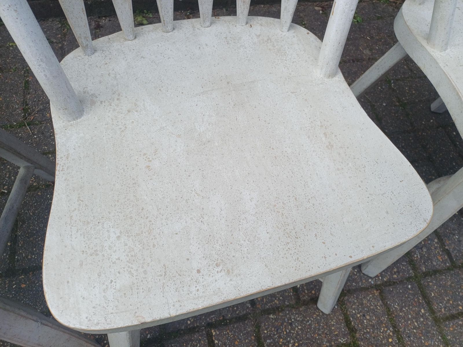 High Quality Loaf Painted Dining Chairs Set Of Four White Shabby Chic Solid Wood Handmade Heavy Vintage Style Free Hand Delivery photo for sale