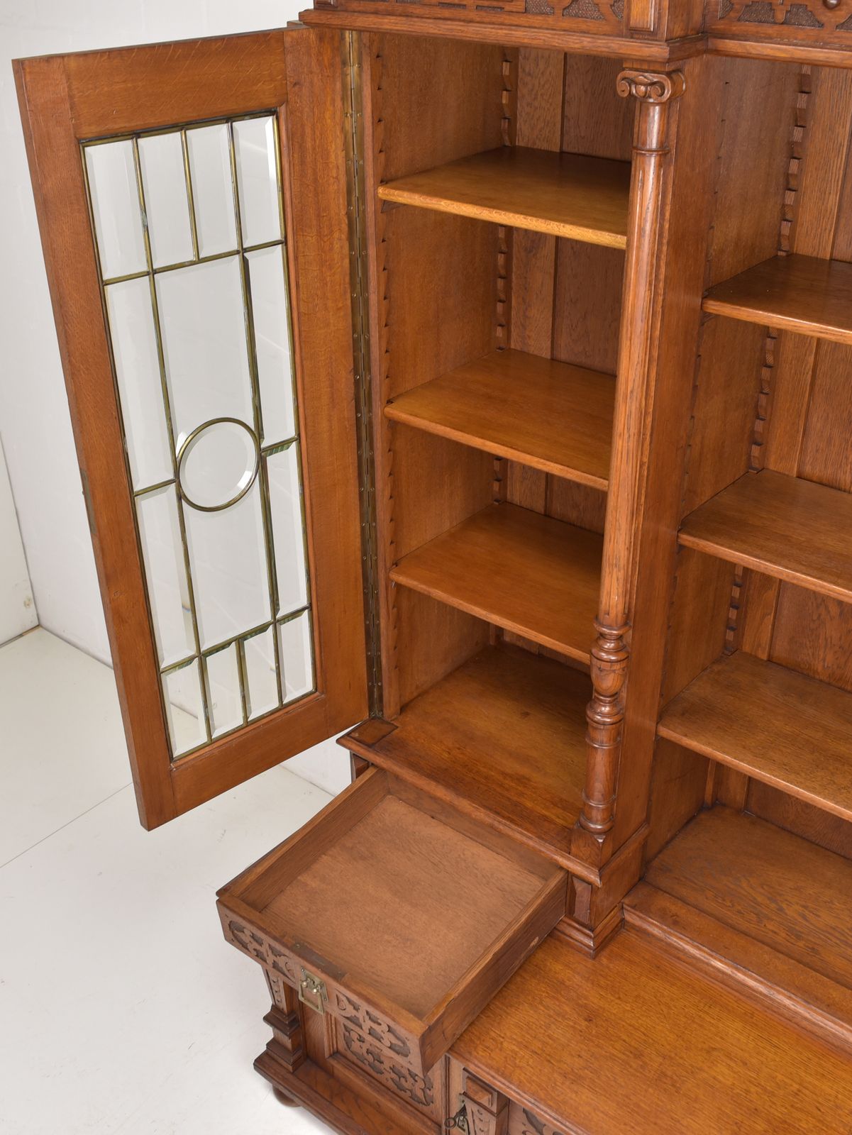 Antique! Restored Oak Bookcase, Gründerzeit Style, Display Cabinet, Bookcase photo Furniture