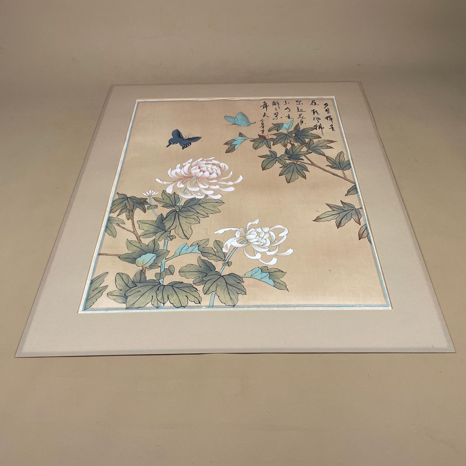 Butterly Flower Picture Hand Painted On Silk Oriental Art Painting Unframed Botanical Artwork Chinese Asian Style photo for sale