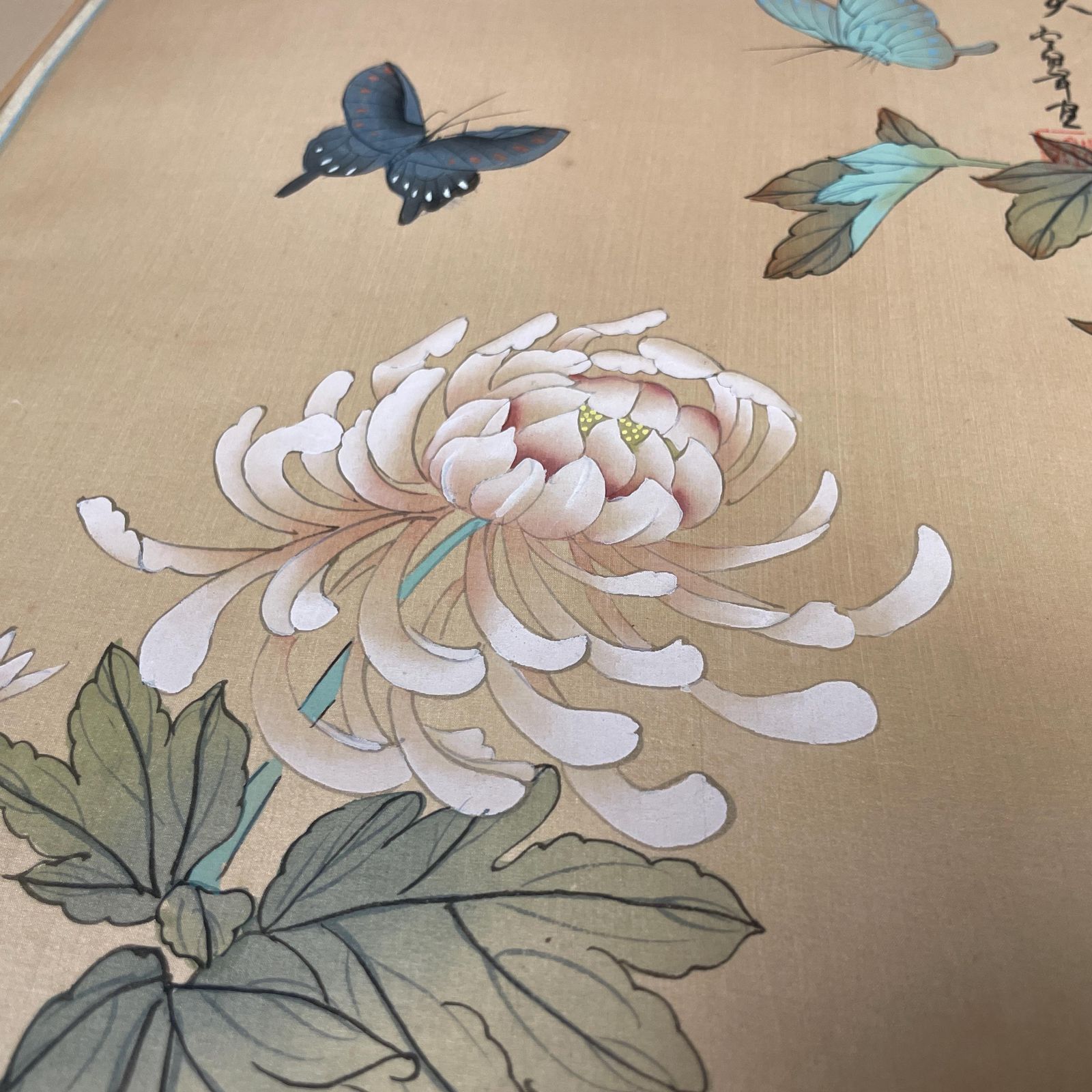 Butterly Flower Picture Hand Painted On Silk Oriental Art Painting Unframed Botanical Artwork Chinese Asian Style photo vinterior