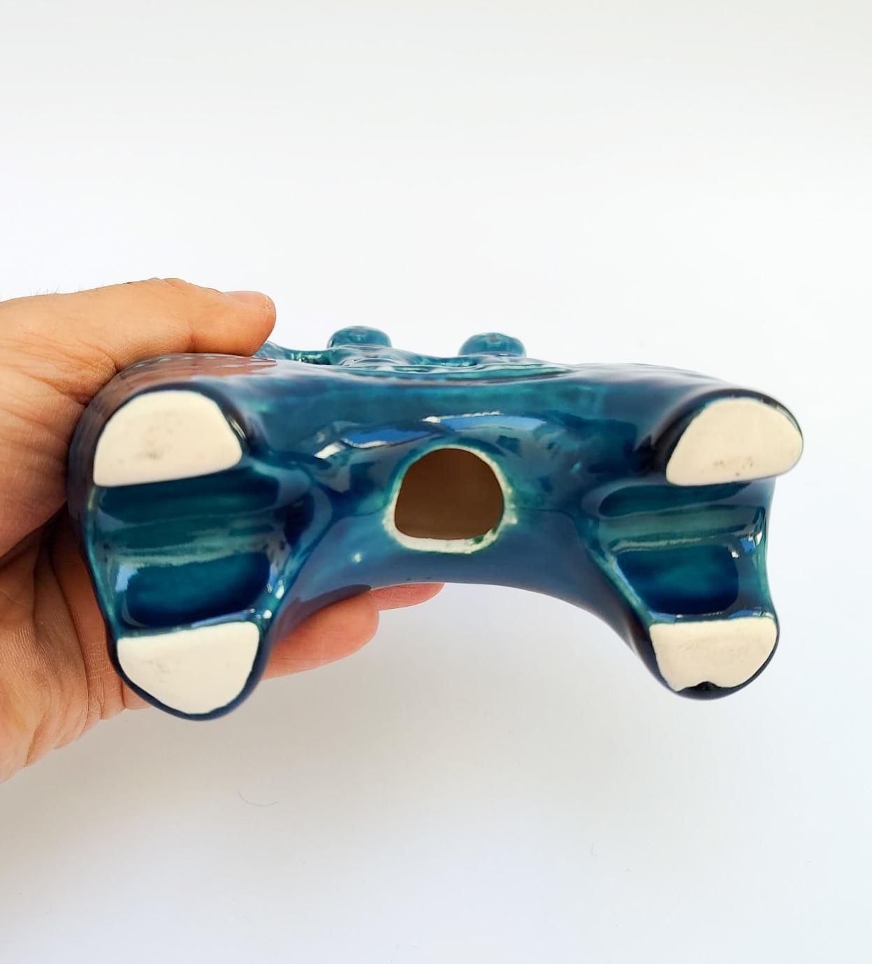 Rare Bitossi Ceramic Sculpture, Rimini Blue Decoration, Designed By Aldo Londi, Vintage Horse And Rider Figurines. photo vintage
