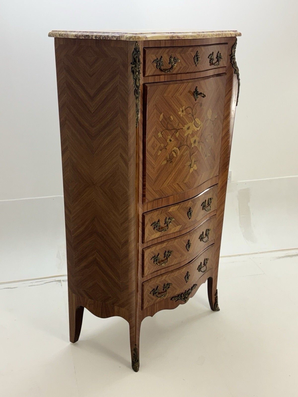 French Style Secretaire / Fall Front Writing Bureau Tallboy Louis XV photo for sale