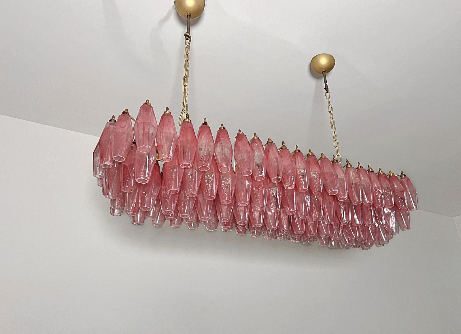 Elegant Murano Poliedri Chandelier   Carlo Scarpa   138 Pink Alabaster Glasses photo Lighting