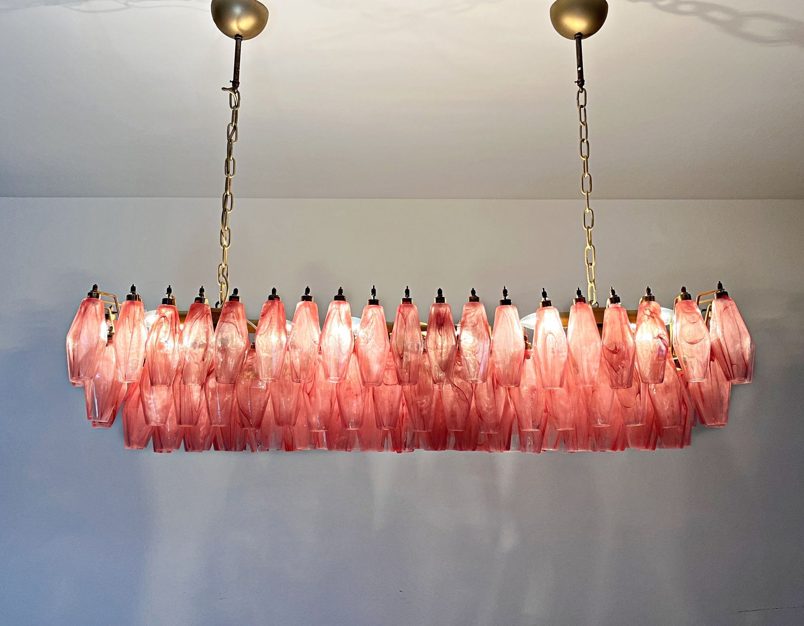 photo buy Elegant Murano Poliedri Chandelier   Carlo Scarpa   138 Pink Alabaster Glasses