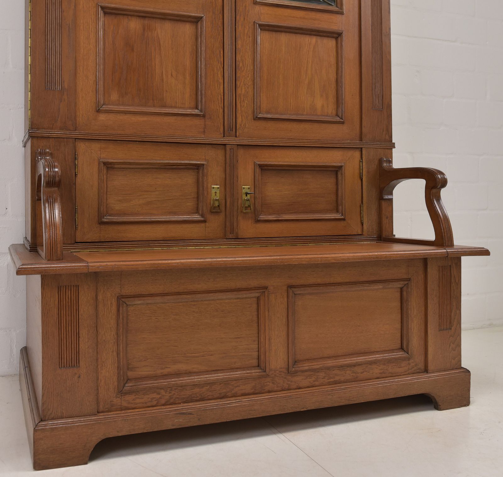 photo furniture Antique! Restored Art Nouveau Oak Bookcase With Storage Bench. Library Cabinet