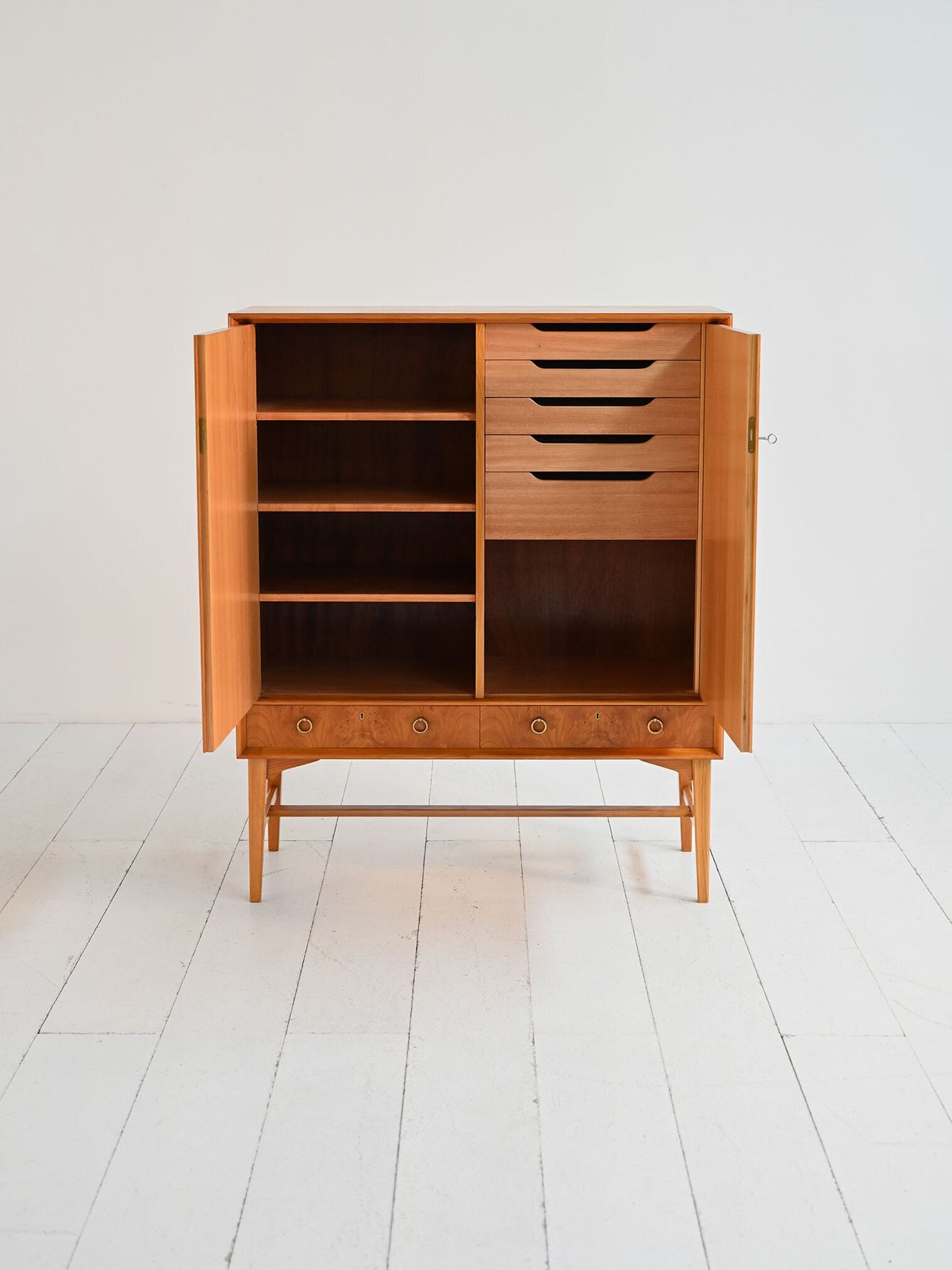 Elm And Burl Cabinet By Ab Seffle Möbelfabrik, 1950s photo for sale