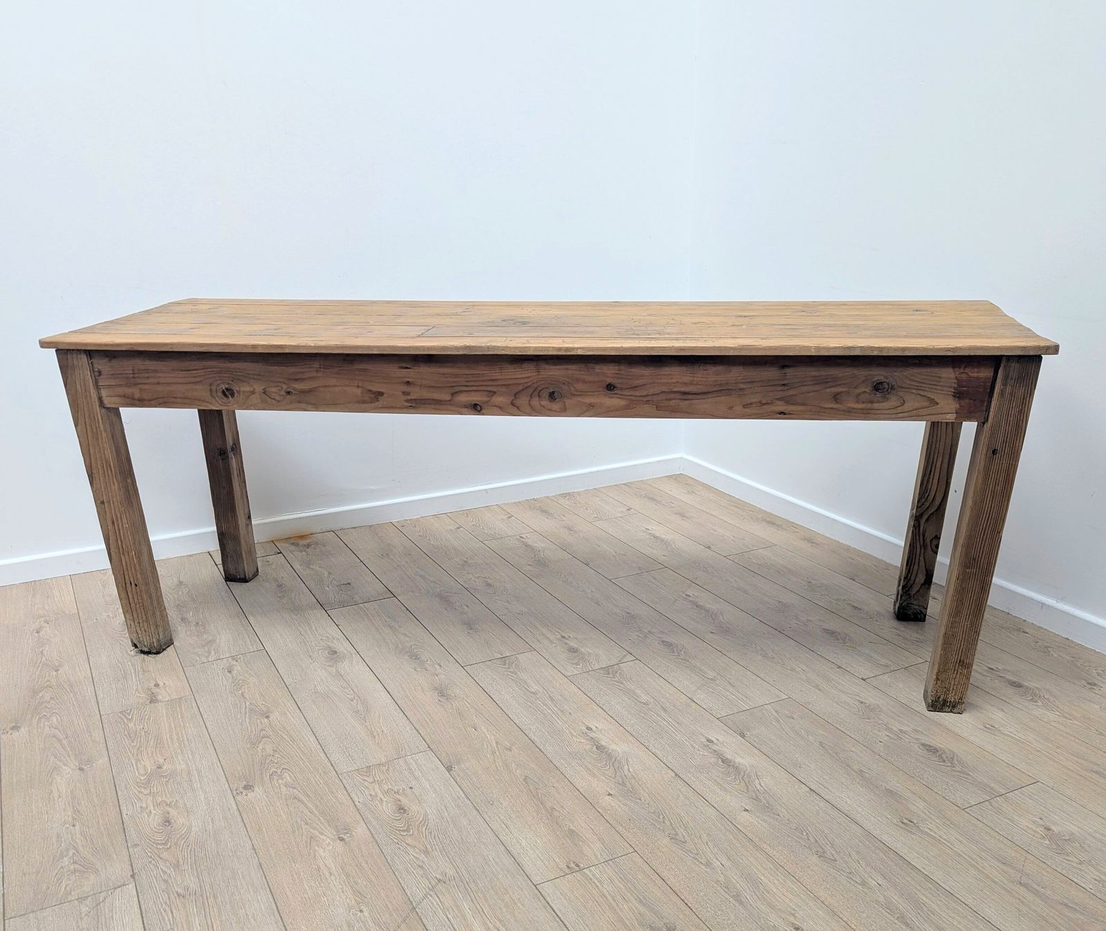 Vintage Rustic Pine Refectory Table 5 Plank Top Delivery Available 0295 photo for sale