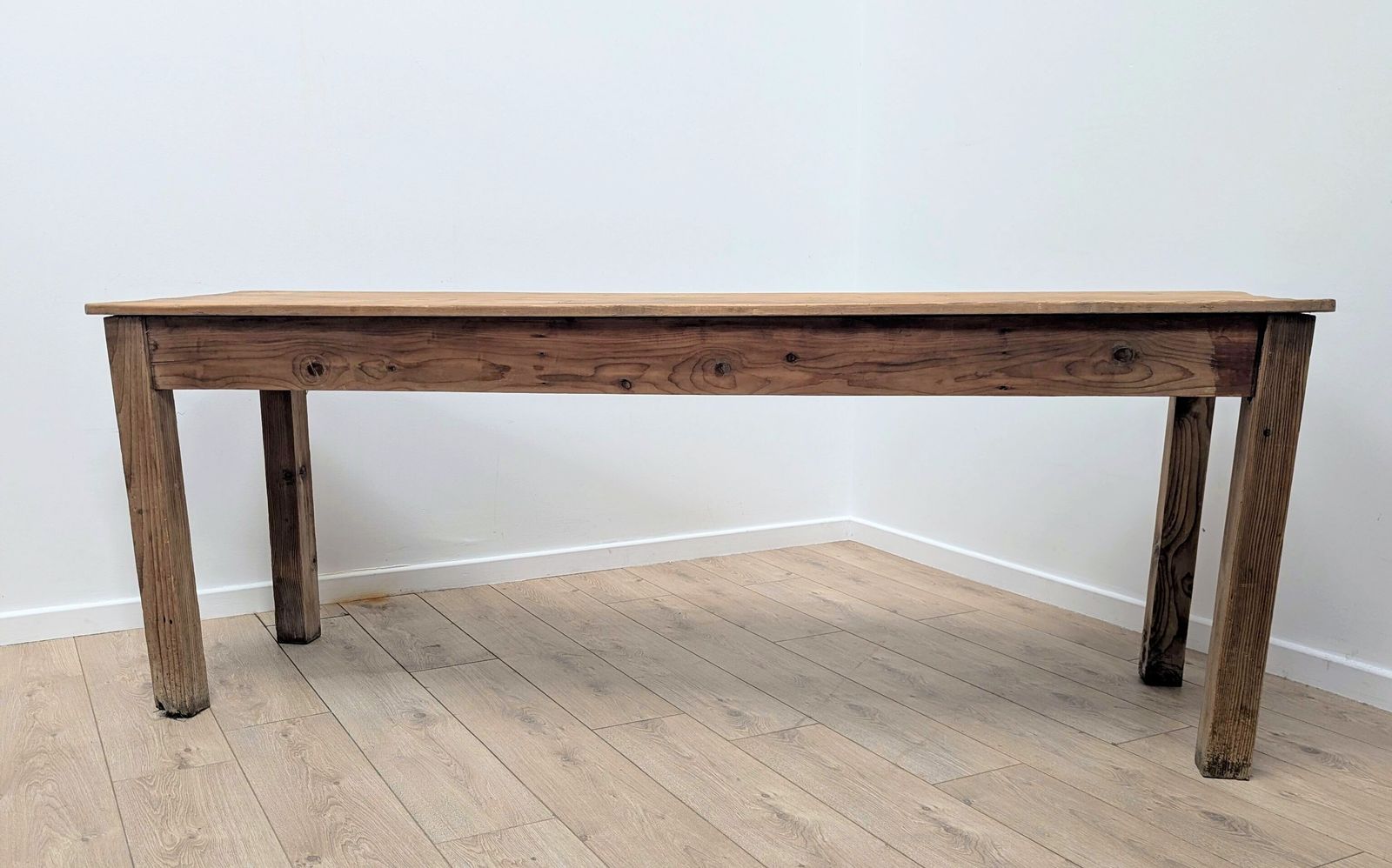 Vintage Rustic Pine Refectory Table 5 Plank Top Delivery Available 0295 photo 795.0