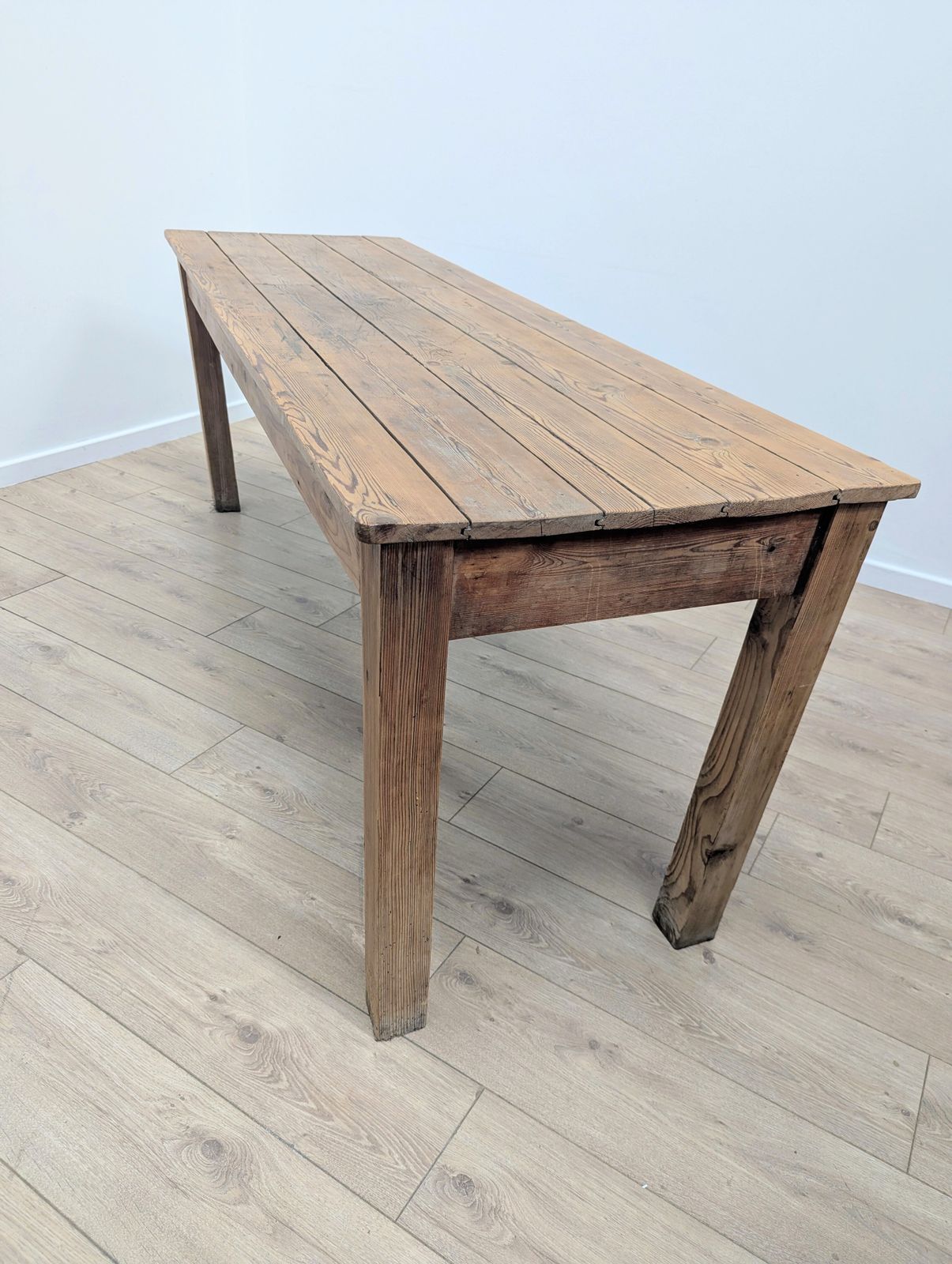 Furniture Vintage Rustic Pine Refectory Table 5 Plank Top Delivery Available 0295 photo