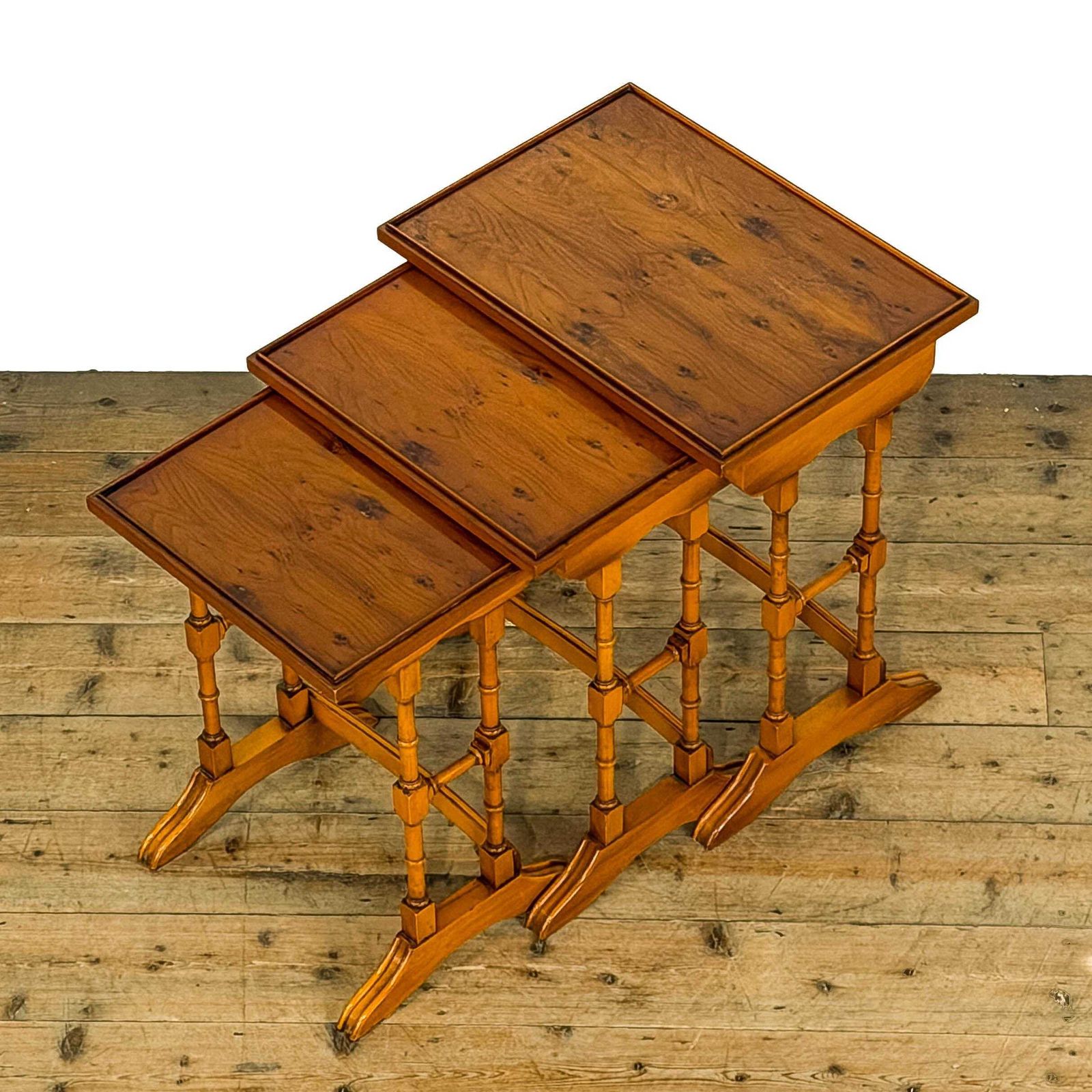 Vintage Nest Of Yew Wood Side Tables | Antique Oak Tables | Antique Side Tables | Antique Console Tables | Small Tables photo for sale