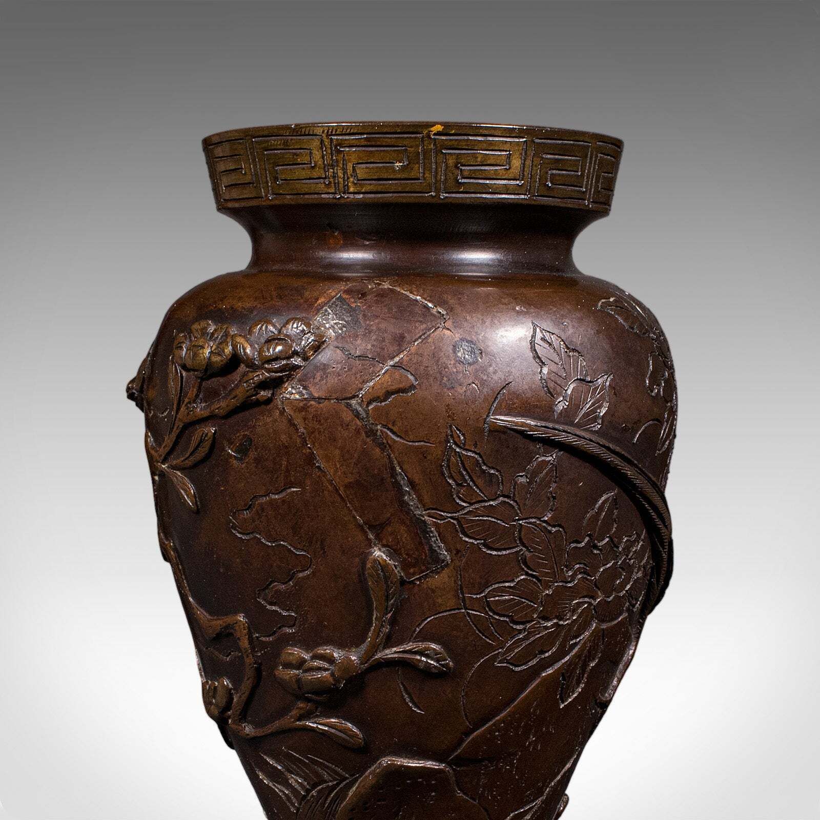 Pair Of Antique Decorative Meiji Vases, Japanese, Bronze, Bouquet Pot, Victorian photo Home Decor