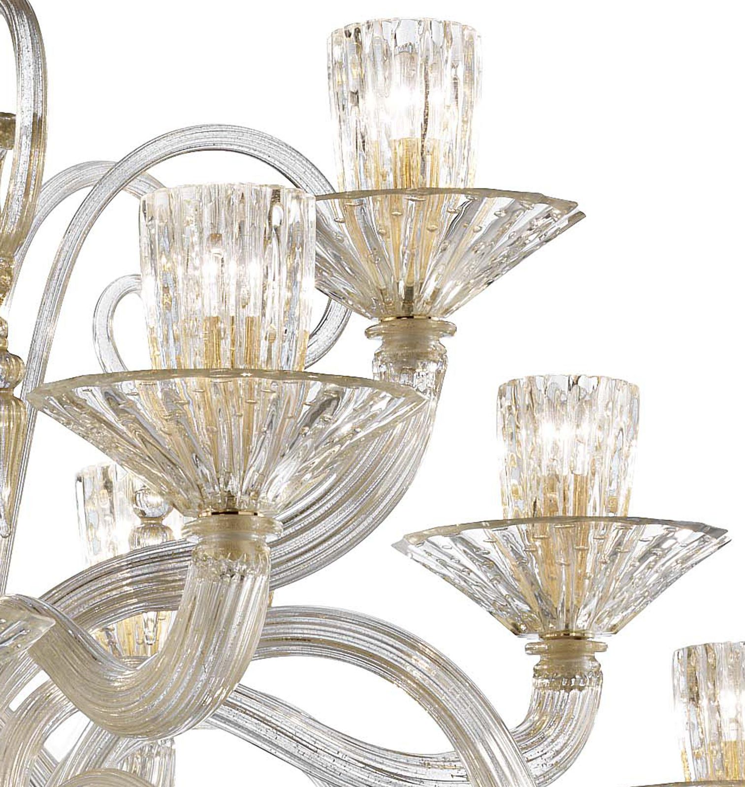 Huge Imperial Trasparent And Gold "Rigadin" Murano Glass Chandelier photo vinterior