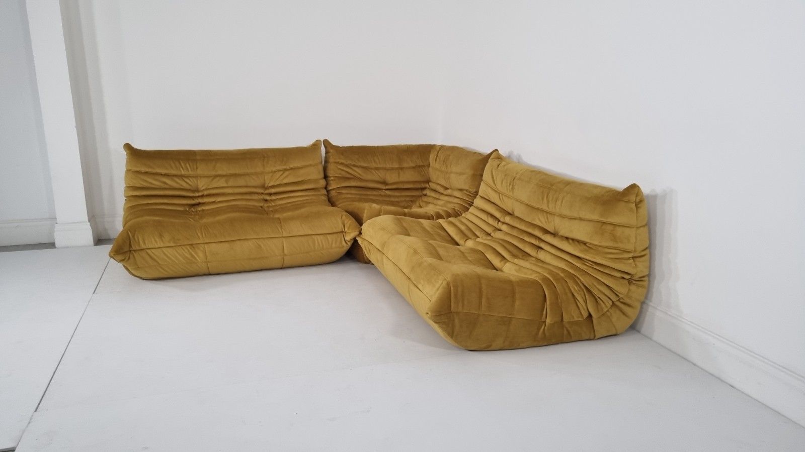 Ligne Roset Togo 2 X 2 Seater And Corner In Bronze Gold Velvet photo vinterior