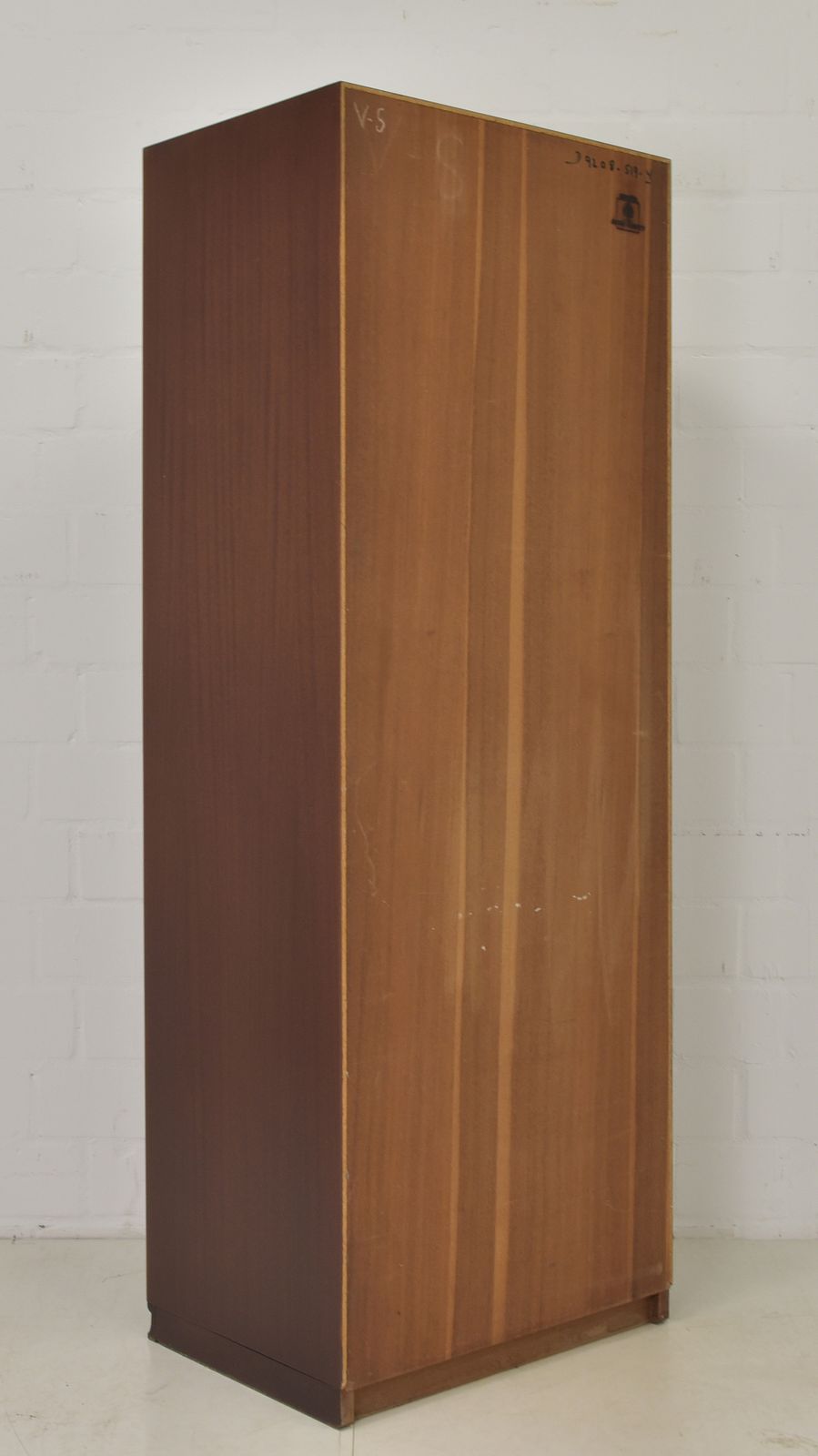 Furniture Narrow Mahogany Display Cabinet, Mid Century Art Deco, Circa 1955, Filing Cabinet On The Left, 1 Of 2 photo