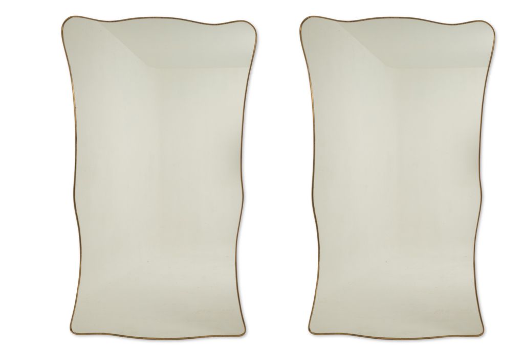 Pair Of Mirrors In The Style Of Gio Ponti. Realized In The 1980s.
