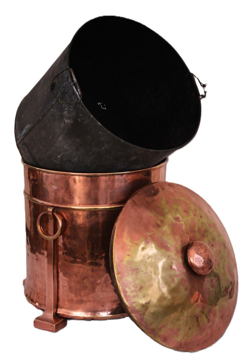 English Arts And Crafts Copper Coal Bin Log Bucket C1900s photo for sale