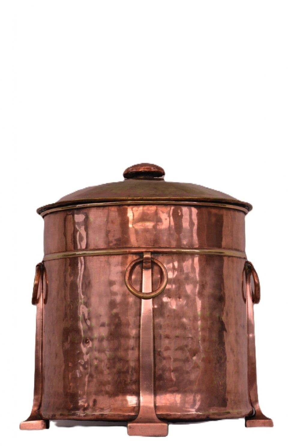 English Arts And Crafts Copper Coal Bin Log Bucket C1900s photo vinterior