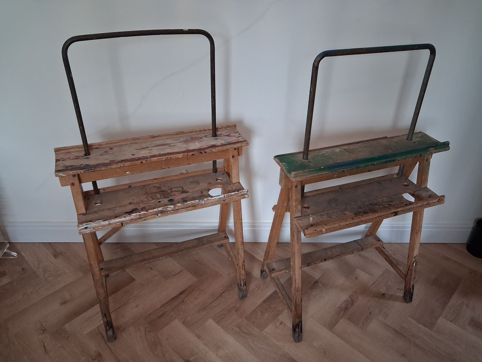 Pair Of Vintage British School Art Easels. 1960s   Wood & Tubular Steel photo furniture