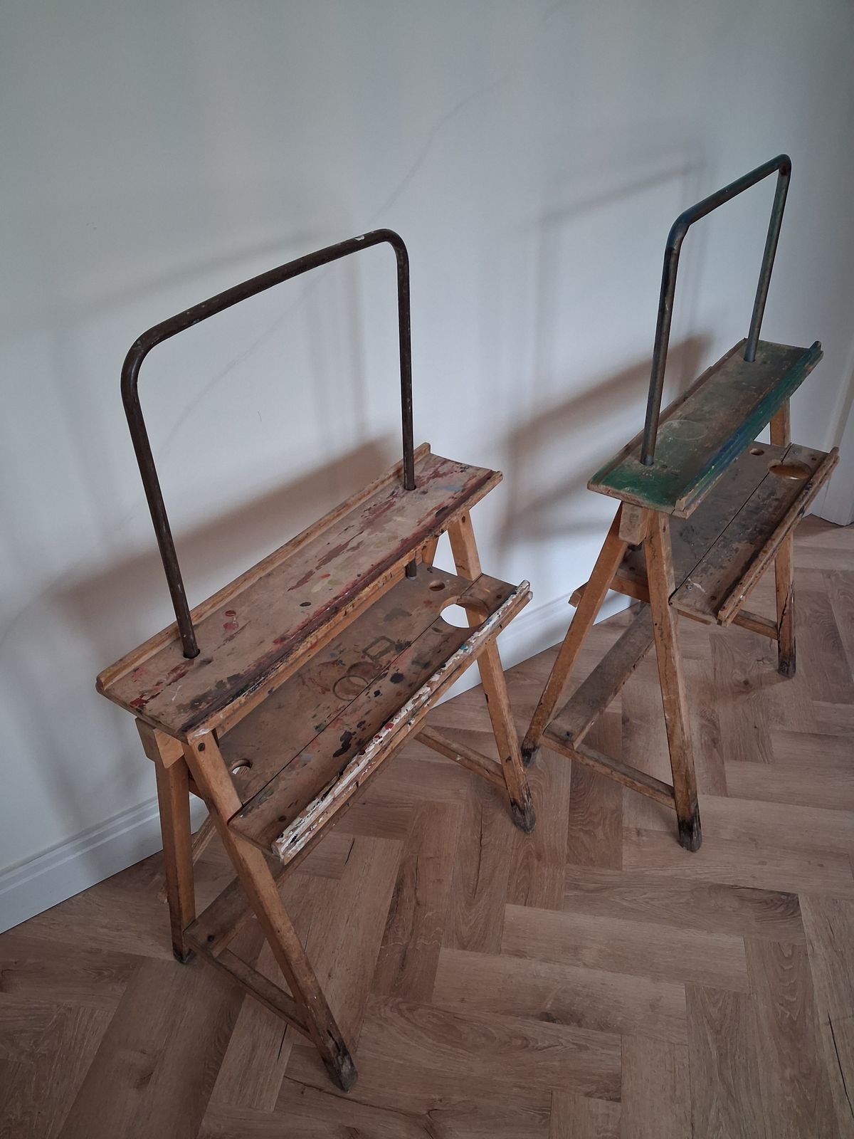 Pair Of Vintage British School Art Easels. 1960s   Wood & Tubular Steel photo 455.0