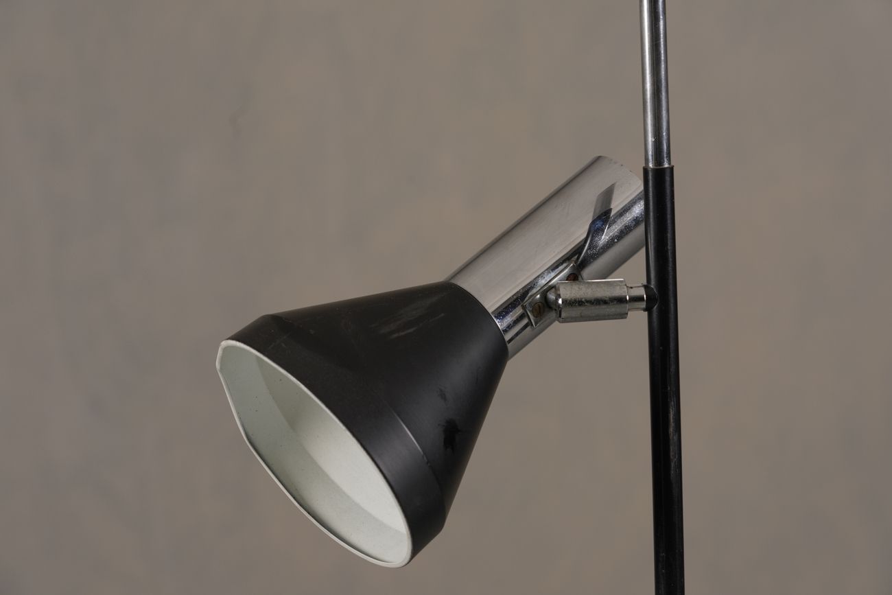 Vintage Black 2 Bulbs Floor Lamp, Germany 1970’s photo Lighting