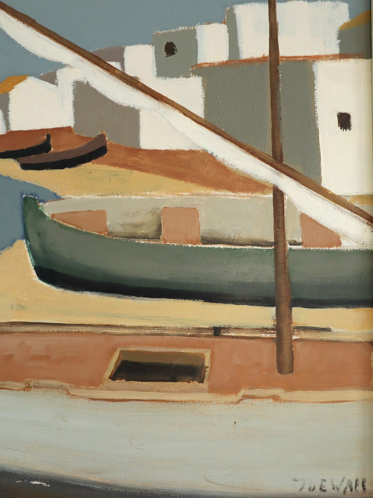 Quiet Mooring  Oil Painting, 1950s photo buy