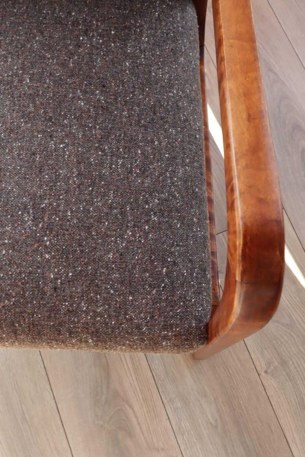 photo for sale Mid Century Armchair Cacao Tweed Upholstery, 1960, Poland