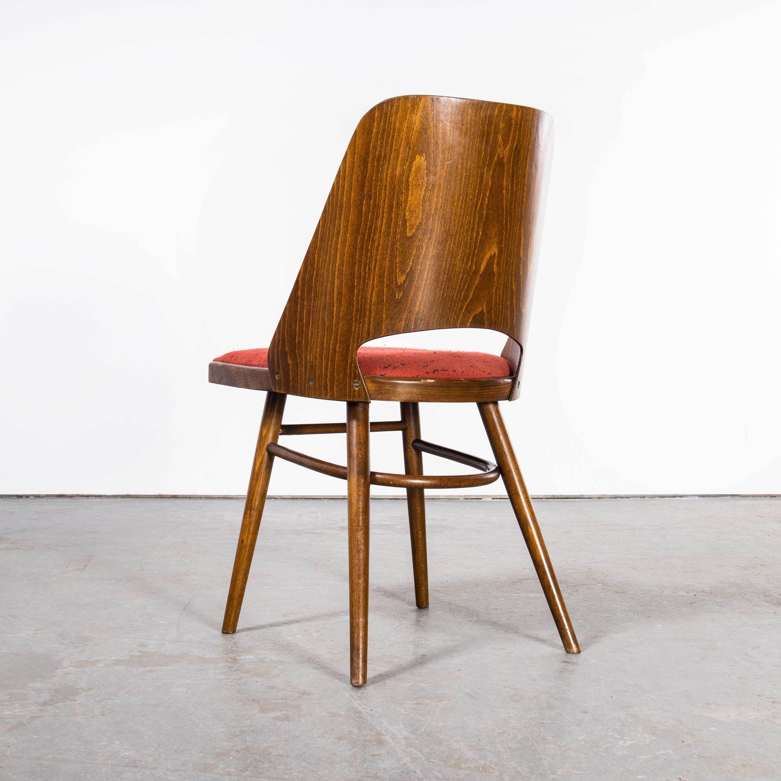 photo for sale 1950’s Upholstered Thon Warm Oak Dining Chairs By Radomir Hoffman – Set Of Four