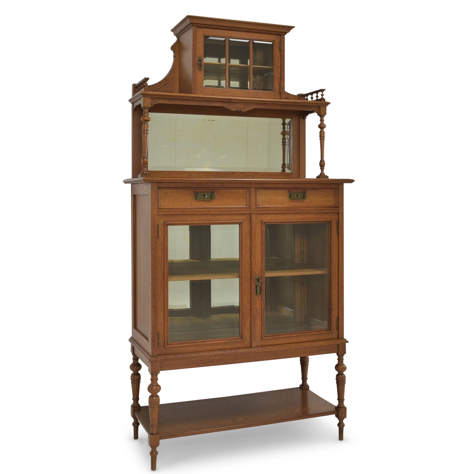 Antique! Restored Solid Oak Display Cabinet, Salon Cabinet, Vertiko, Art Nouveau