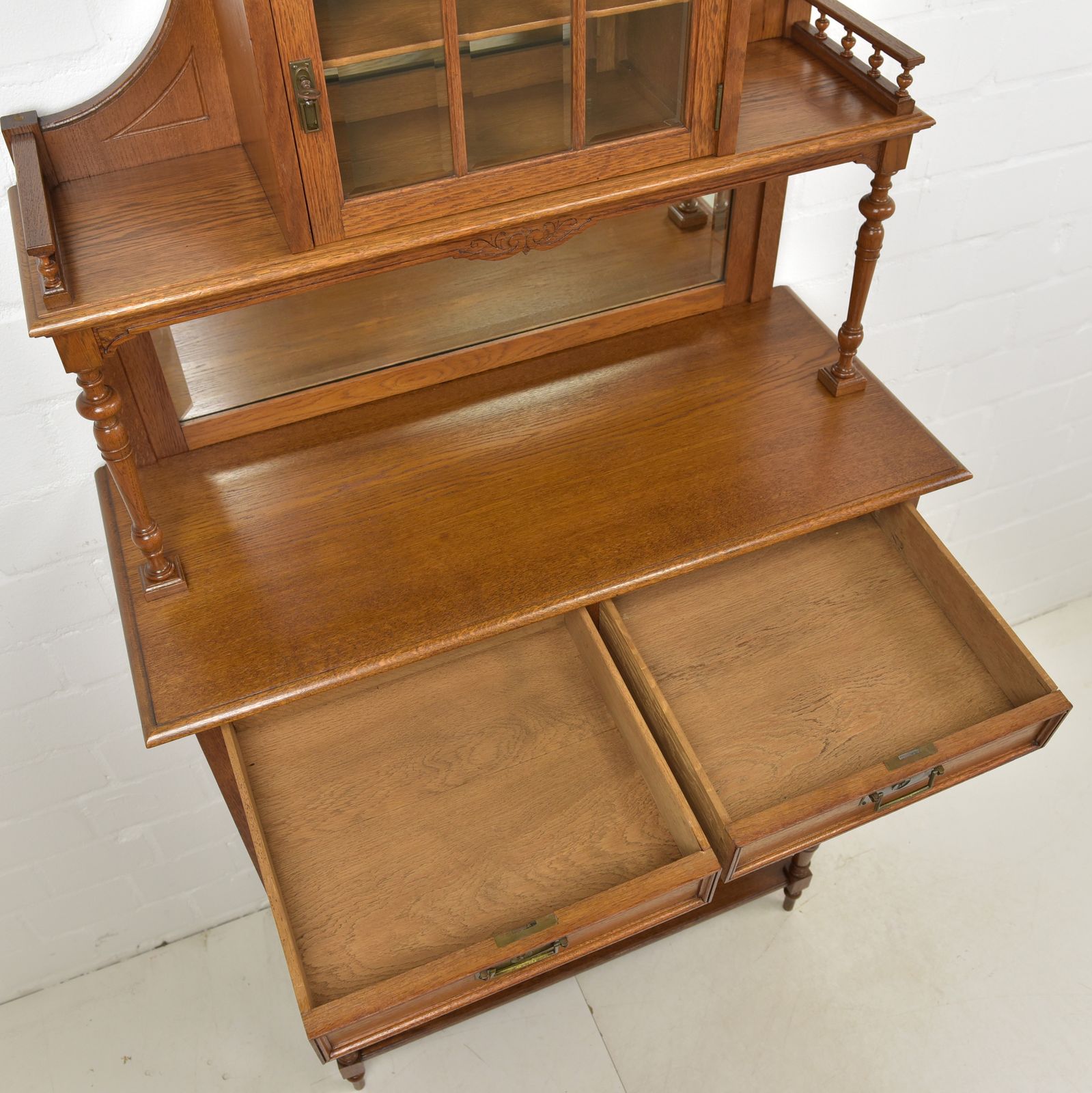 Antique! Restored Solid Oak Display Cabinet, Salon Cabinet, Vertiko, Art Nouveau photo 1398.0