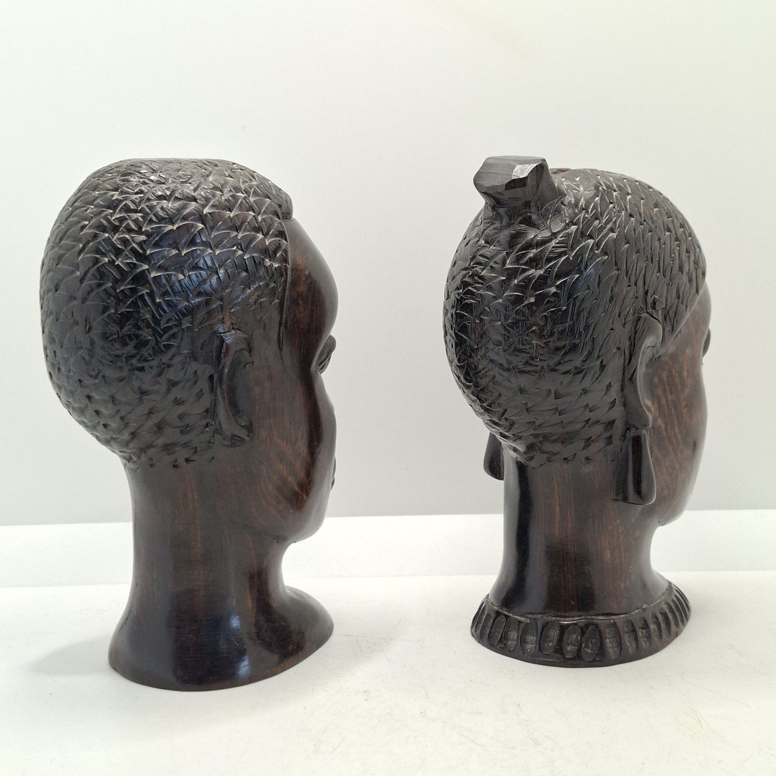 Collection Of African Carved Wood Busts Vintage Tribal Ethnographic Decor photo vintage
