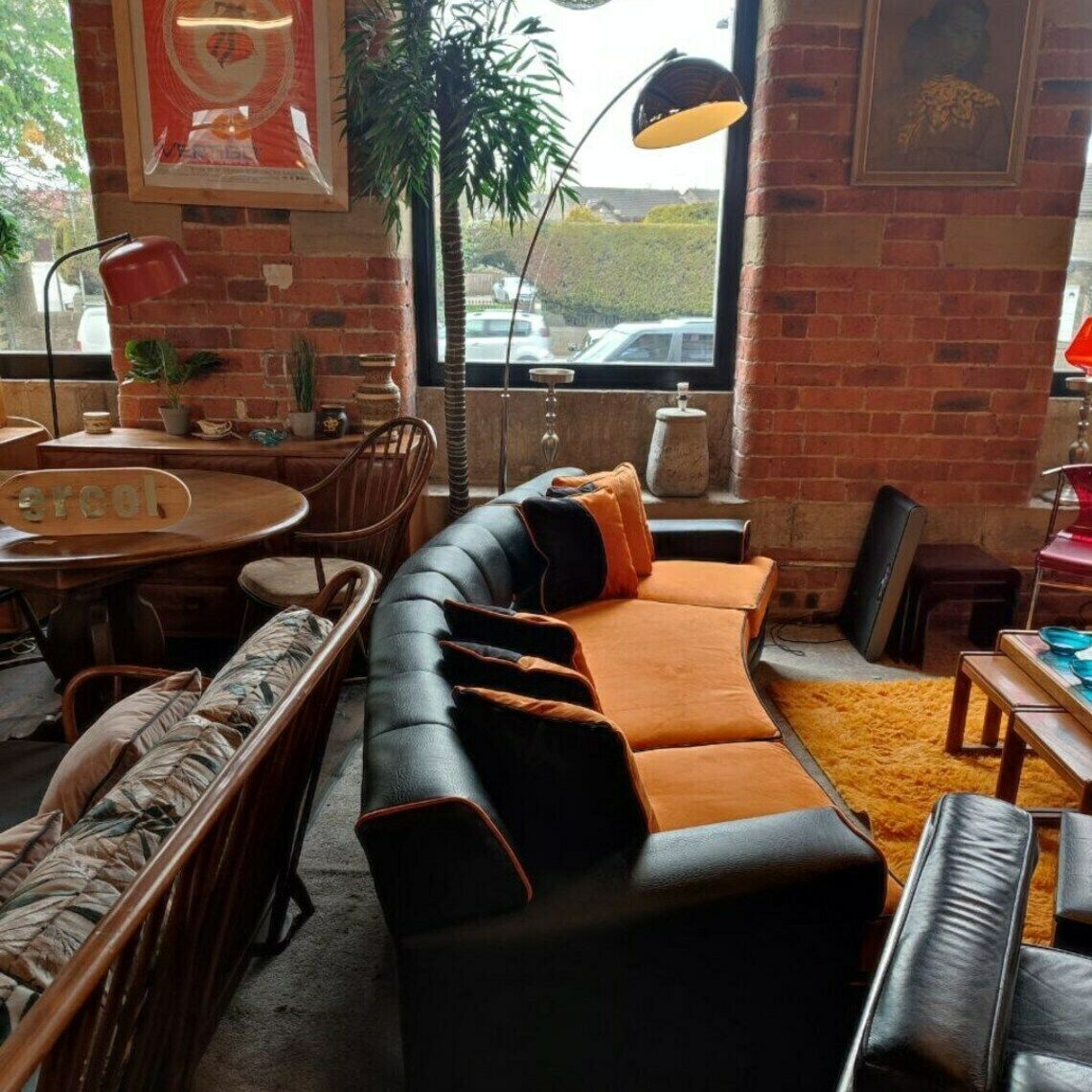 Retro Chic: 1950s Mid Century Modular Sofa Set With Stylish Curved Design And Vibrant Upholstery photo for sale