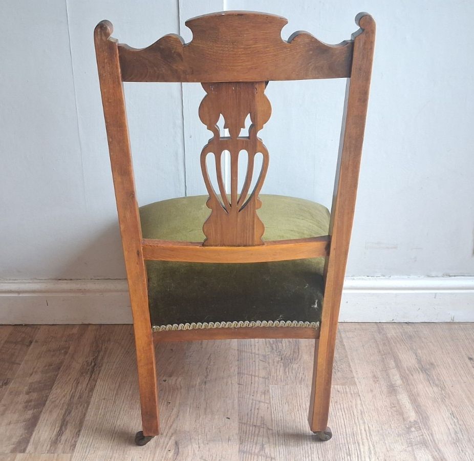 120.0 Quaint Victorian Circa 1890 Mahogany Upholstered Bedroom /Nursing /General Chair photo