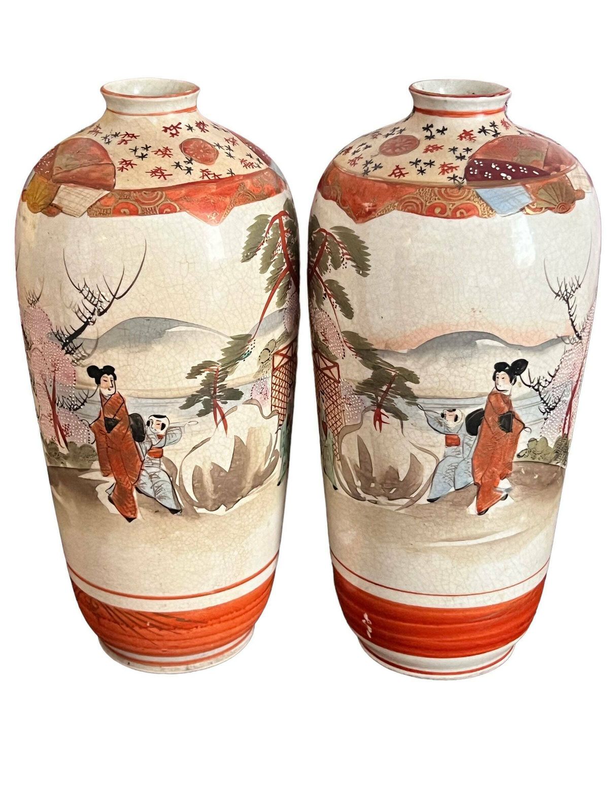 Antique Japanese Meiji Satsuma Pair Of Vases: Exquisite Ceramic Artistry