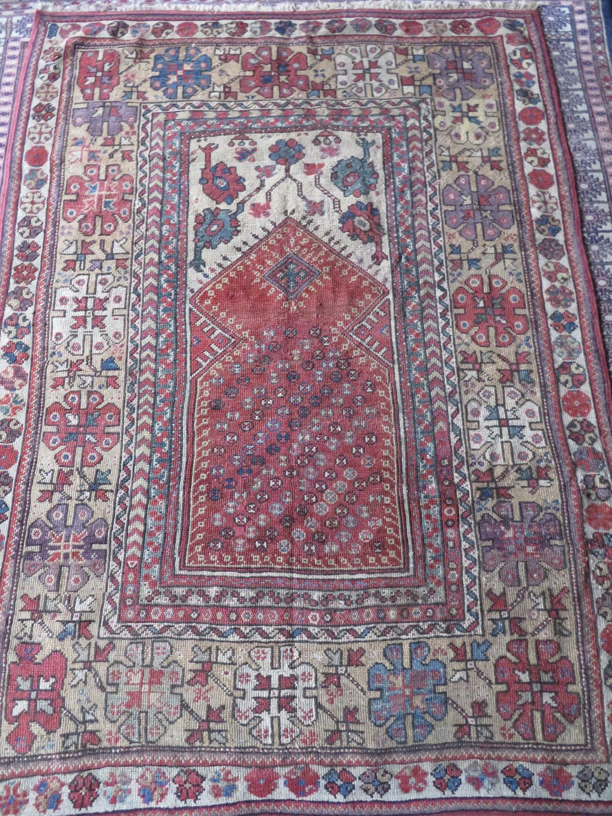 Antique Turkish Milas Melas Prayer Rug.Circa 1860. 162cm X 120cm. photo furniture