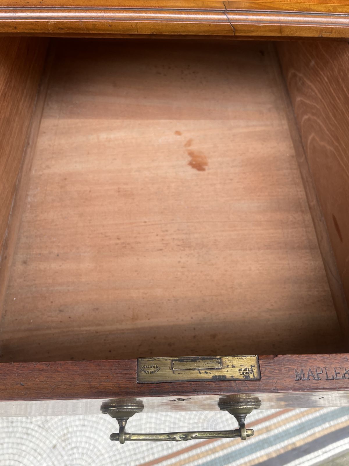 photo for sale Antique Mahogany & Satinwood Inlaid Chest Of Drawers By Maple & Co