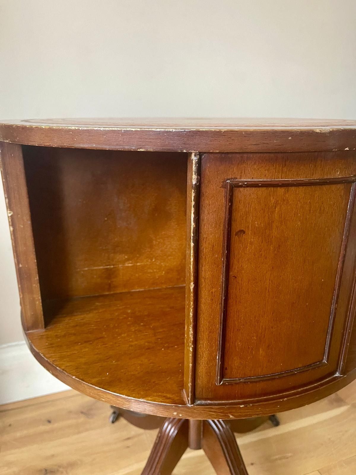 George II English Regency Style Antique Mahogany  & Leather Drum Revolving Table  Bookcase photo Furniture